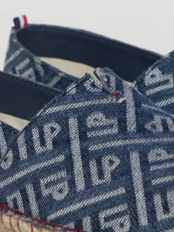 Alpercatas denim com monograma e sola de borracha