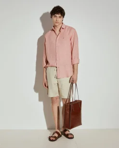 Bermudas 100% linho com bolsos