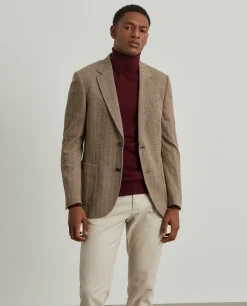 Blazer para homem slim fit com padrão de espinha e bolsos