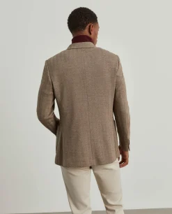 Blazer para homem slim fit com padrão de espinha e bolsos