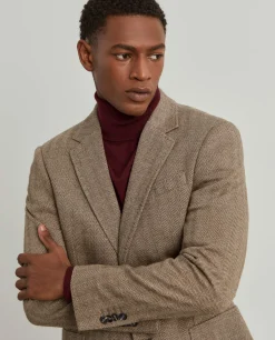 Blazer para homem slim fit com padrão de espinha e bolsos