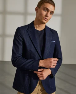 Blazer para homem slim fit denim com bolsos