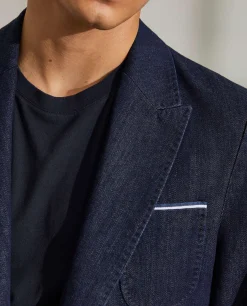 Blazer para homem slim fit denim com bolsos