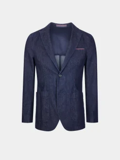 Blazer para homem slim fit denim com bolsos