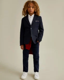 Blazer piqué com detalhes em vermelho