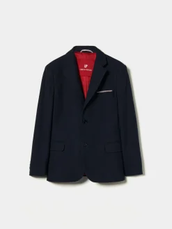 Blazer piqué com detalhes em vermelho