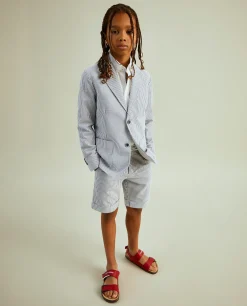 Blazer às riscas de popelina