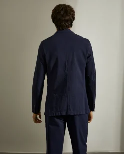 Blazer slim fit com textura de riscas seersucker