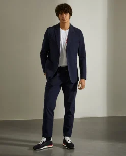 Blazer slim fit com textura de riscas seersucker