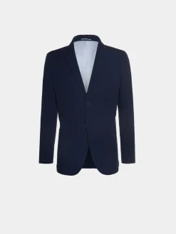 Blazer slim fit com textura de riscas seersucker