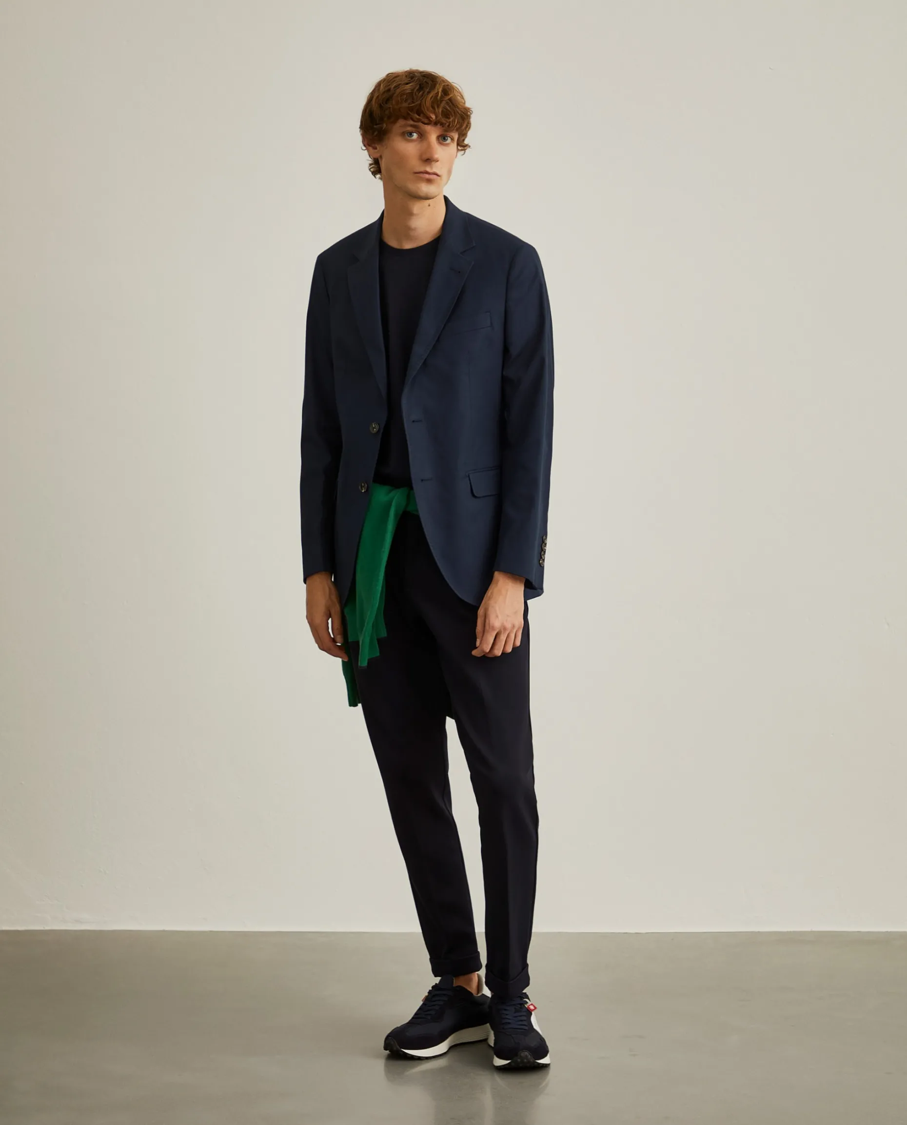 Blazer slim fit em algodão e lã