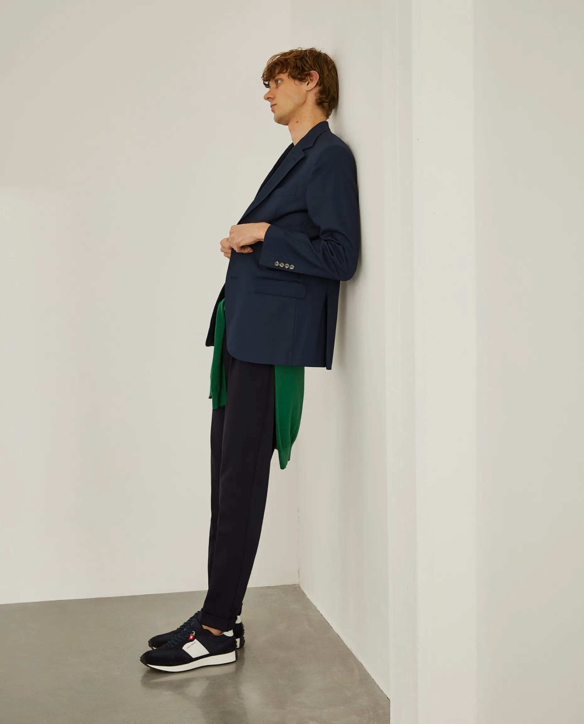 Blazer slim fit em algodão e lã