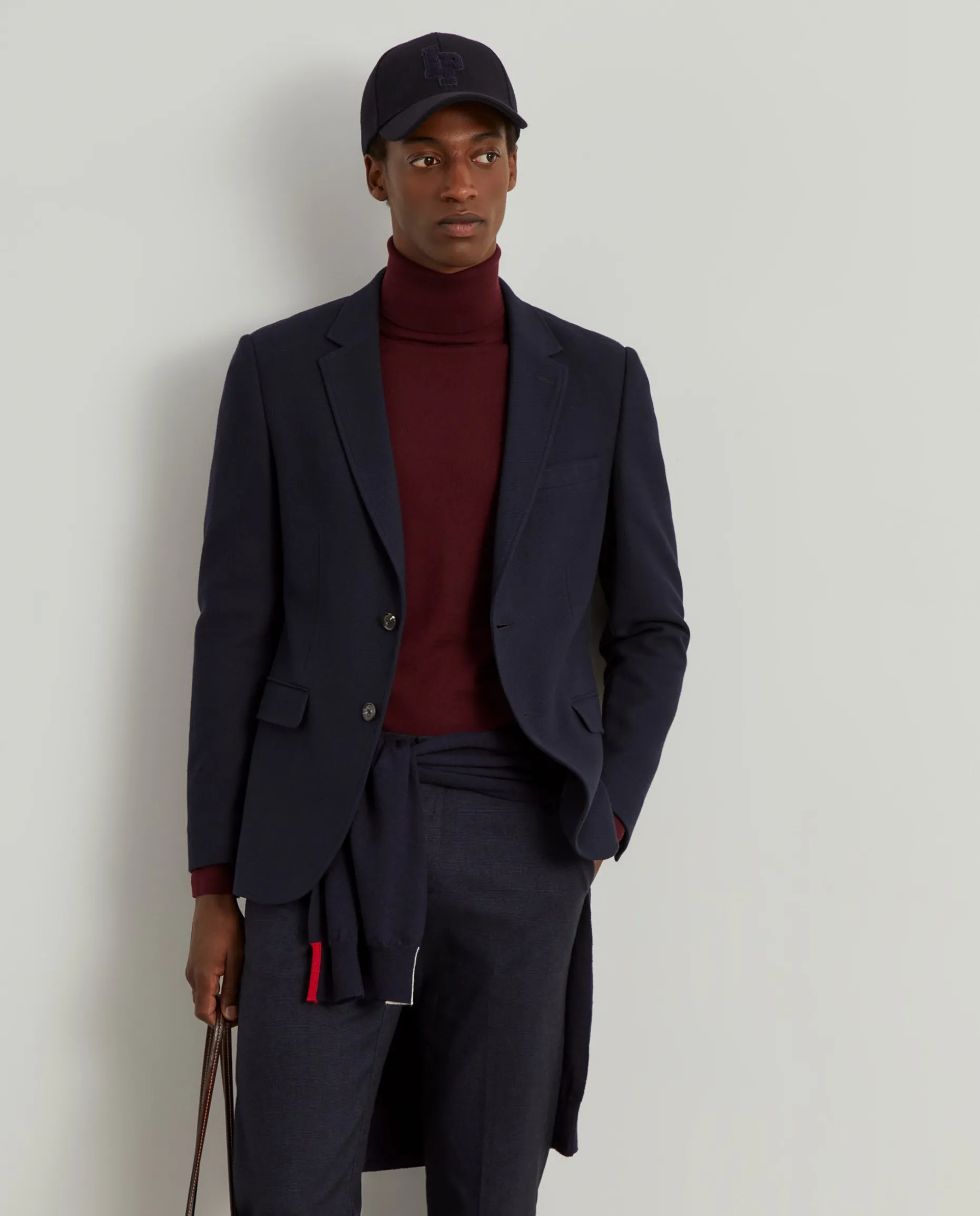 Blazer slim fit em algodão e lã