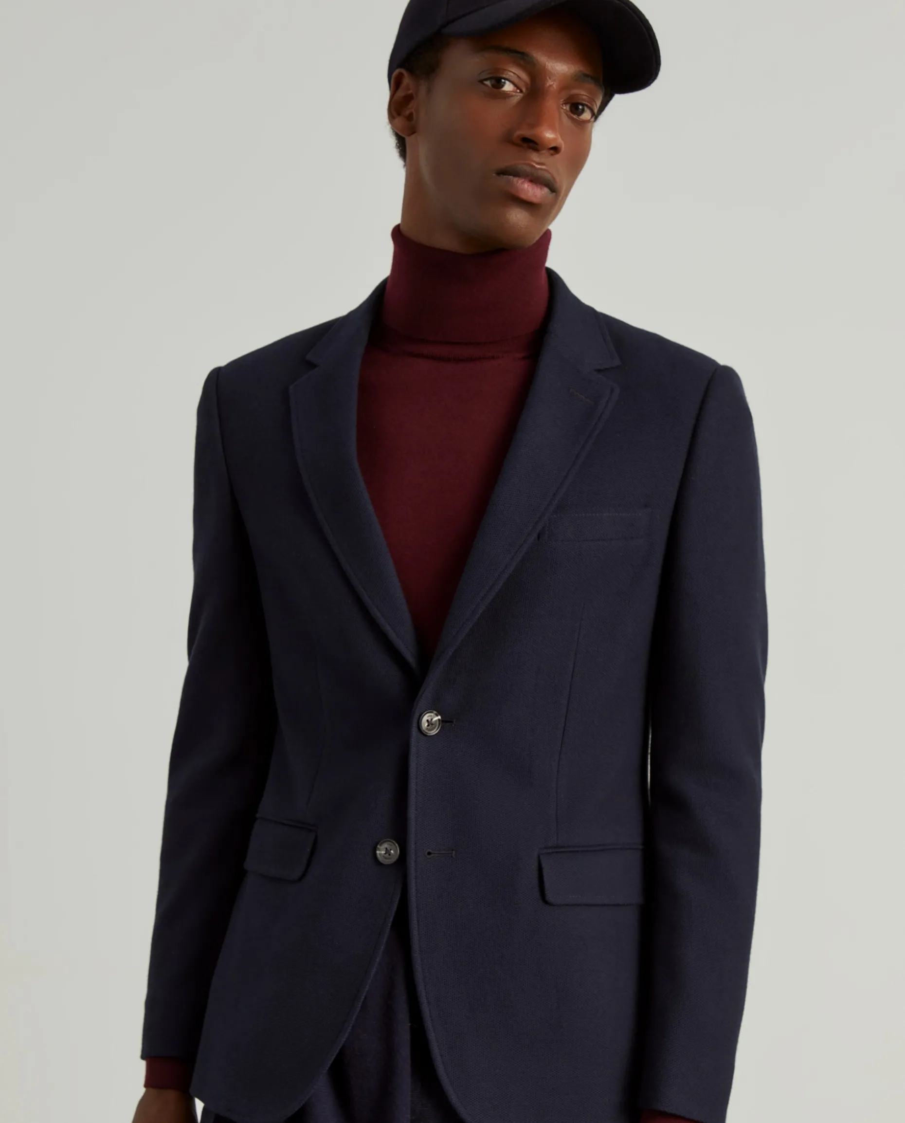 Blazer slim fit em algodão e lã