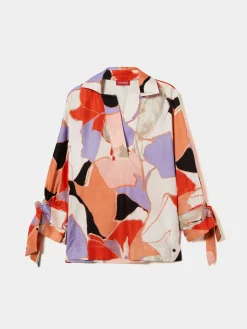 Blusa de algodão com padrão abstrato