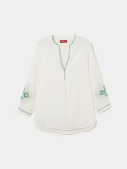 Blusa decote em V com bordado