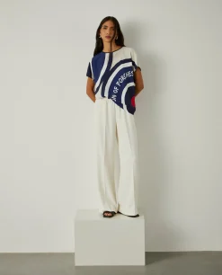 Blusa decote redondo com padrão geométrico