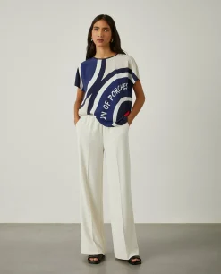 Blusa decote redondo com padrão geométrico