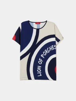 Blusa decote redondo com padrão geométrico