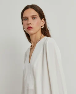 Blusa fluida decote em V