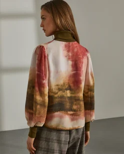 Blusa fluida gola alta