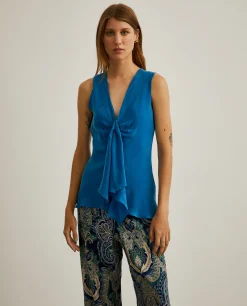 Blusa fluida sem mangas