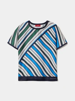 Blusa manga curta com padrão de riscas