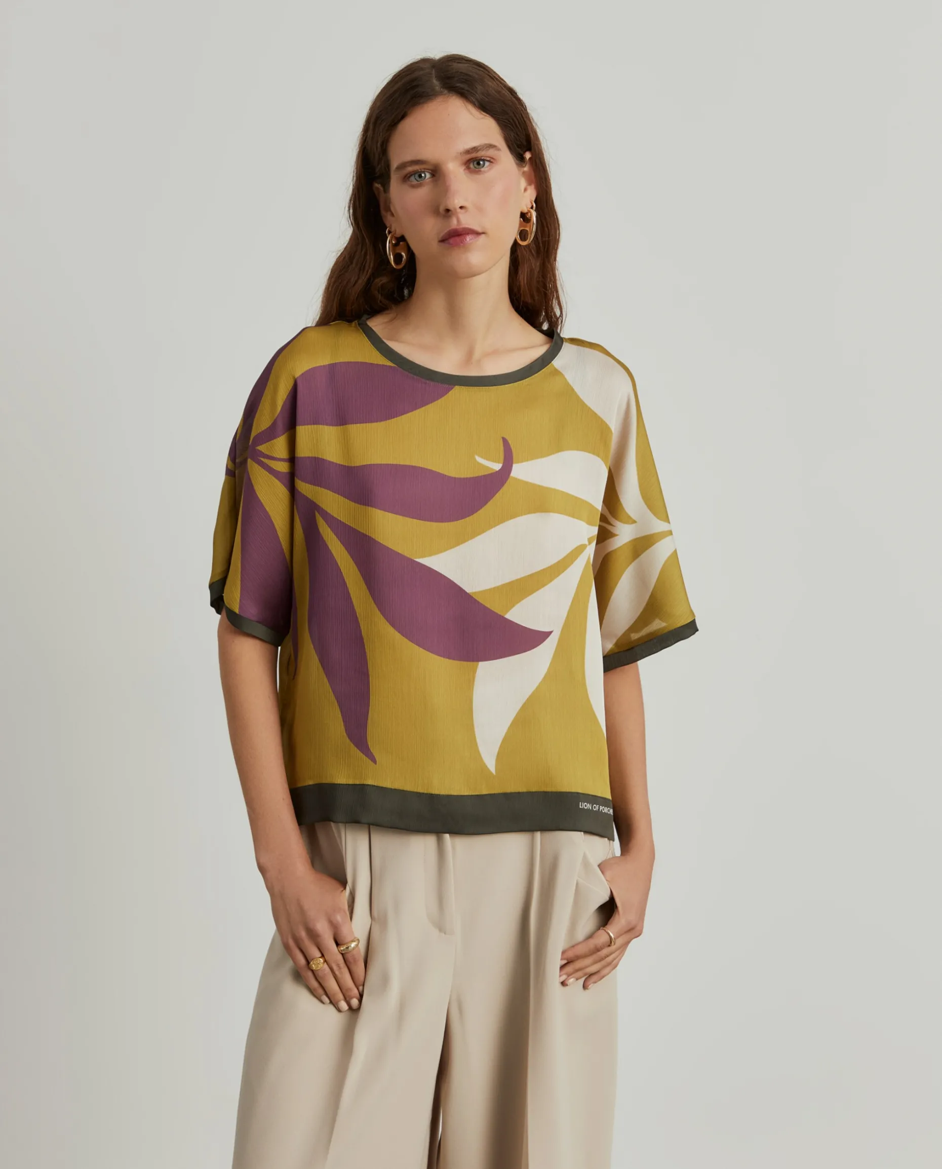 Blusa manga curta estampada