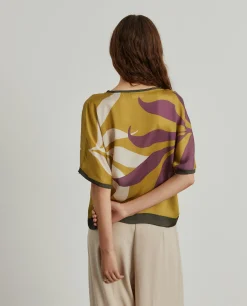 Blusa manga curta estampada