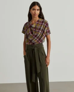 Blusa manga curta tartan