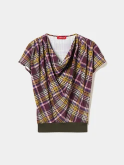 Blusa manga curta tartan