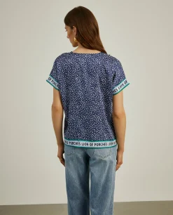 Blusa polka dots de manga curta