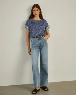 Blusa polka dots de manga curta