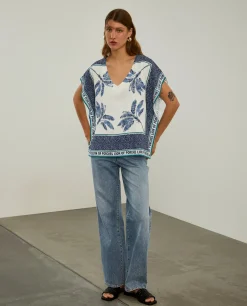 Blusa poncho com estampado