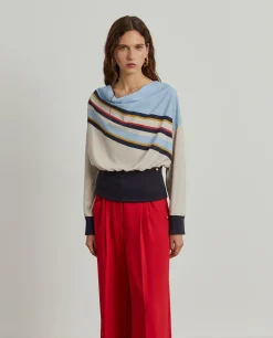 Blusa às riscas com drapeado