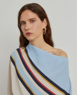 Blusa às riscas com drapeado