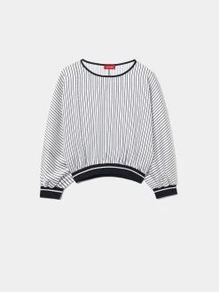 Blusa às riscas manga morcego