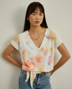 Blusa tie-dye com decote em V
