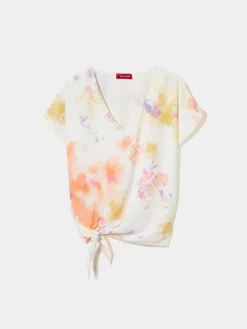 Blusa tie-dye com decote em V