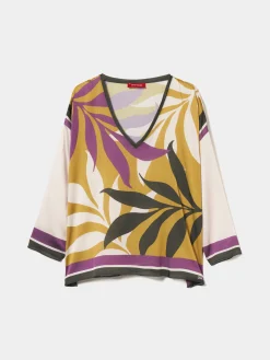 Blusa tropical decote em V