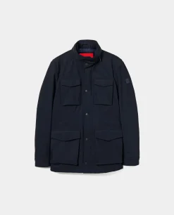 Blusão acolchoado com capuz e bolsos