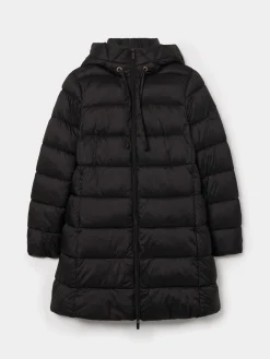 Blusão acolchoado comprido com capuz