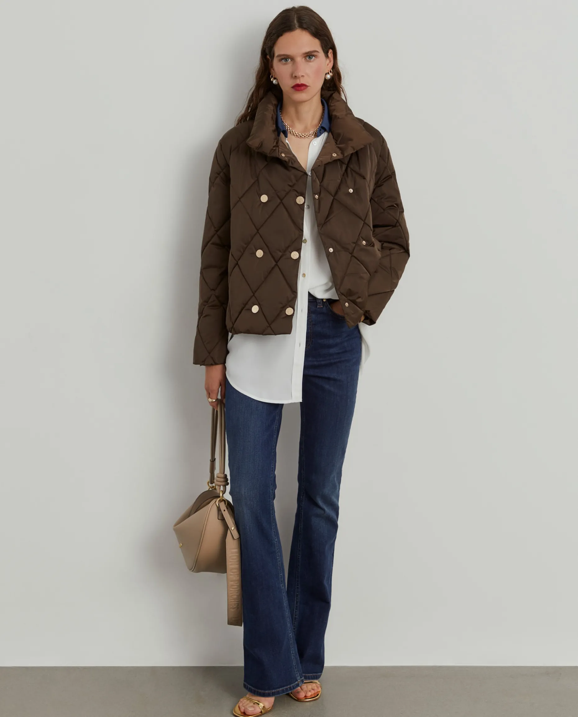 Blusão acolchoado de trespasse