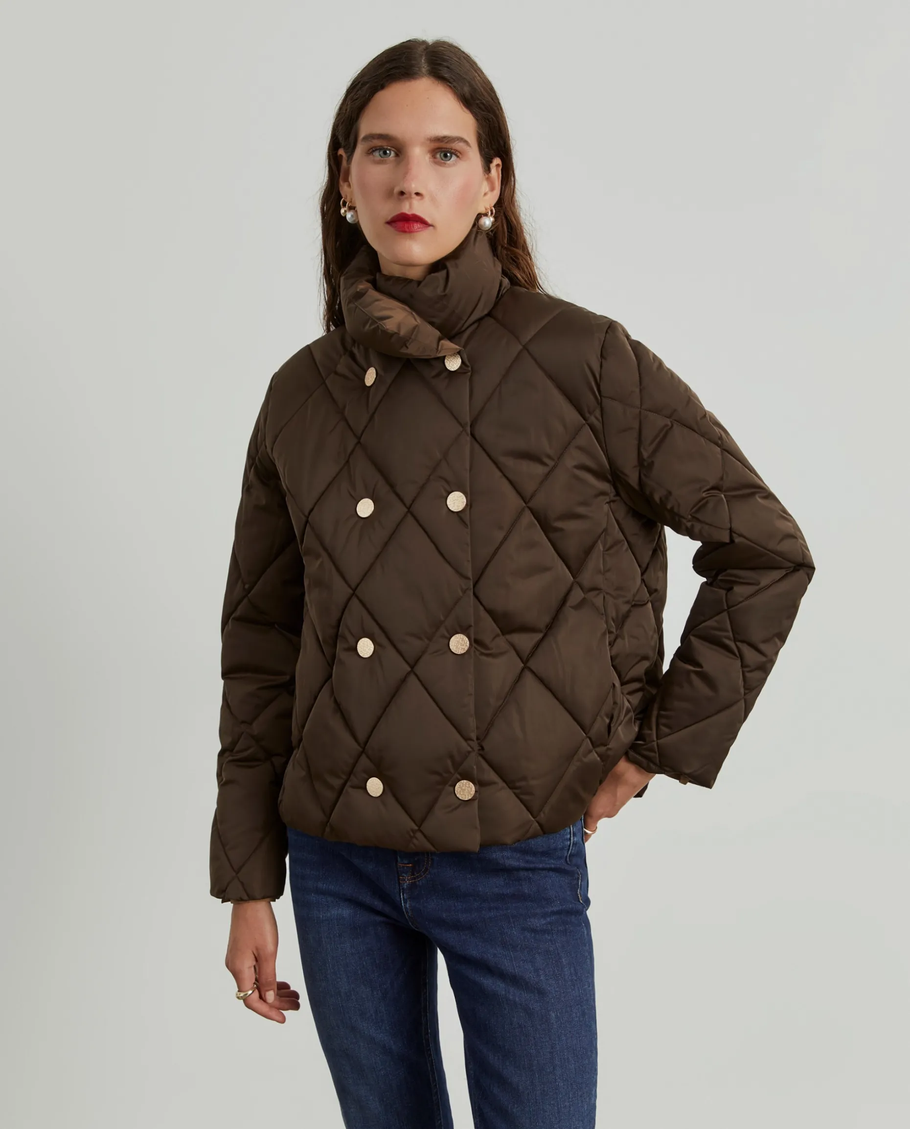 Blusão acolchoado de trespasse