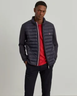 Blusão combinado de gola alta com acolchoado na frente