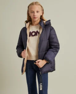 Blusão reversível acolchoado com capuz