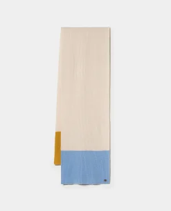 Cachecol canelado tricolor em lã e caxemira