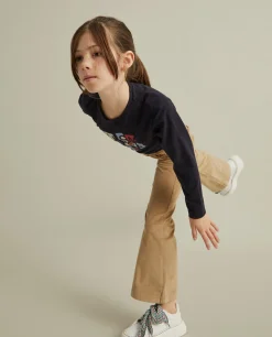 Calças bombazine à boca de sino