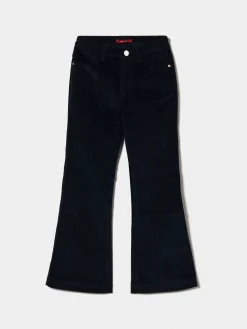 Calças bombazine à boca de sino