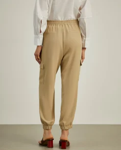 Calças cargo com cintura elástica e cordão